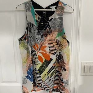 Bar III Tropical Flower Lace Up Tank Top